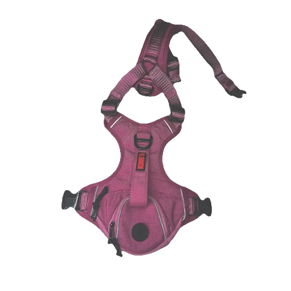 KONG Reflective Adjustable Chest Plate Dog Harness Pink L w/wastebag pocket PINK